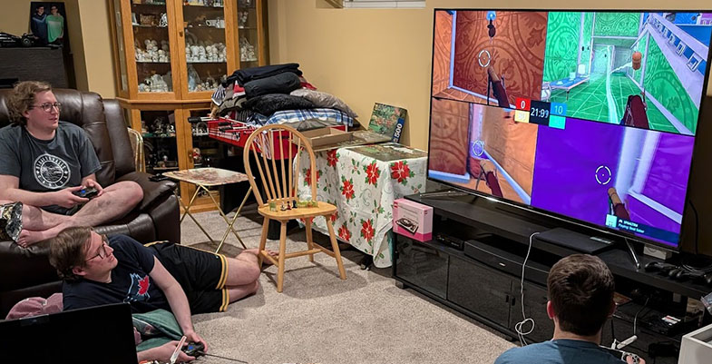 Steam Deck docked to TV